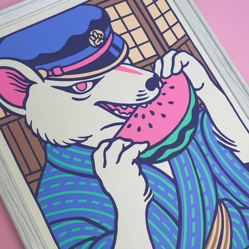 Kitsune Poster (30x40cm) Silketrykk