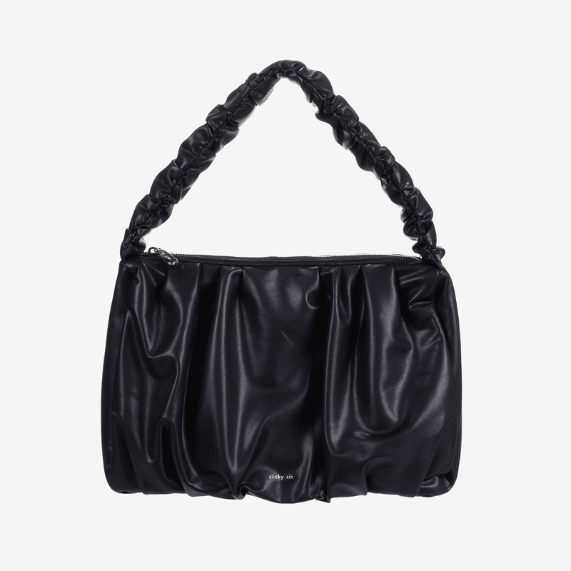 Plissé Skulderveske Sort