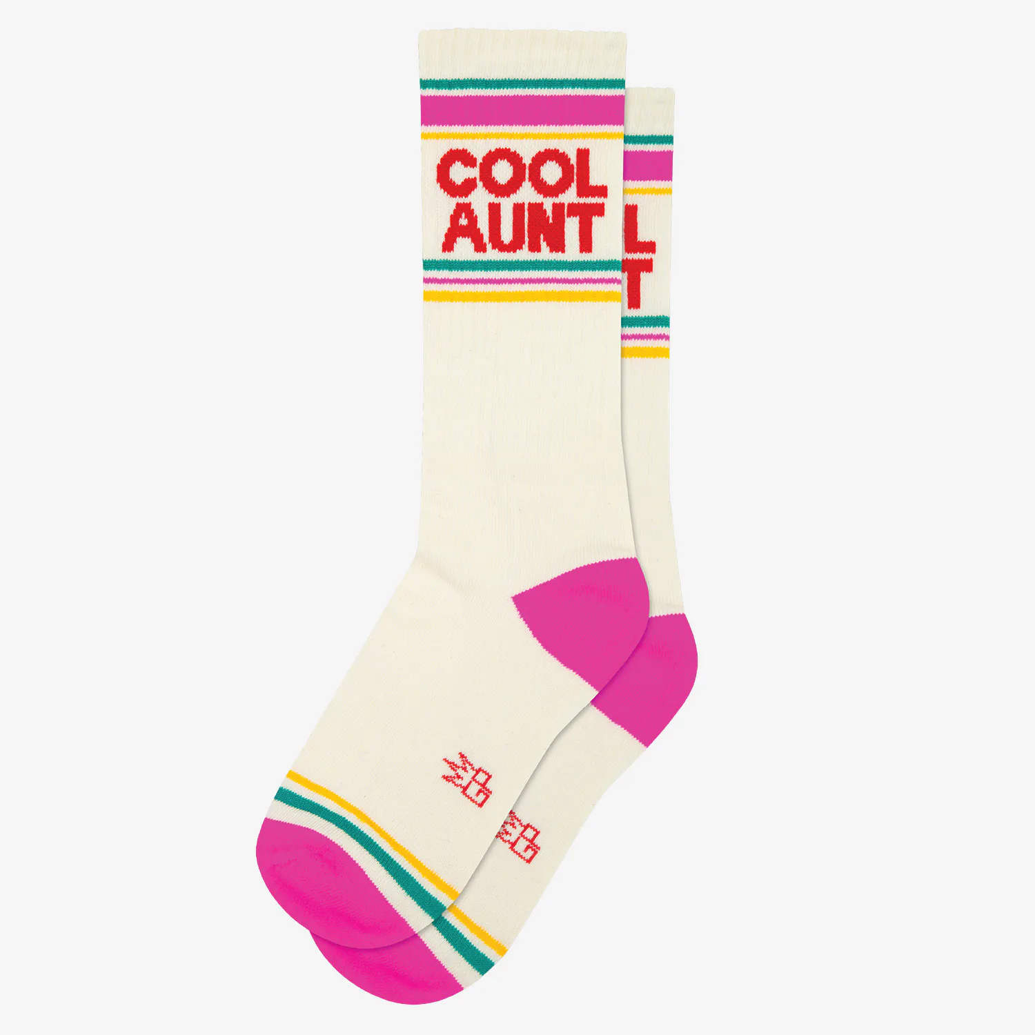 Cool Aunt-tennissokker i offwhite med fargerike striper. Myke, stretchy og polstrede – perfekt til verdens kuleste tante.